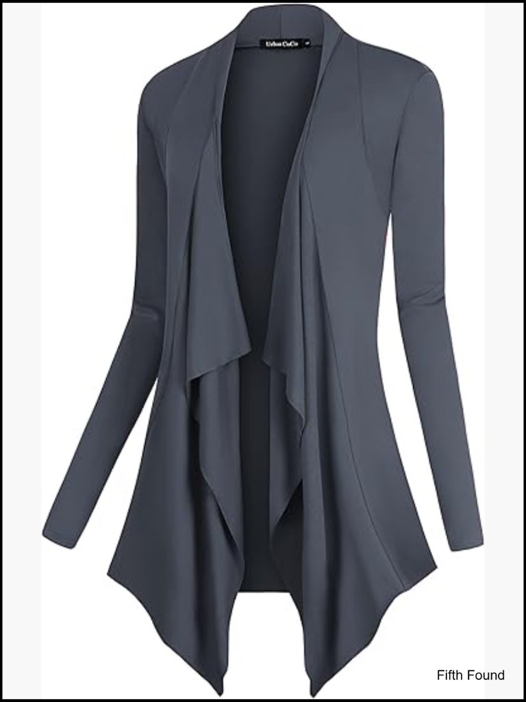 Drape Front Open Cardigan Long Sleeve Irregular Hem Sweater